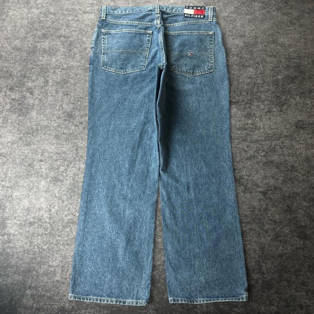 Vintage Tommy Hilfiger Tommy Jeans Men’s 34 Baggy Blue Denim Y2K Flag Logo
